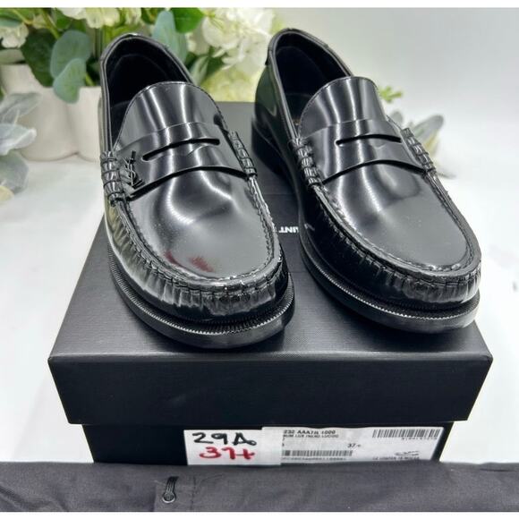 Women's Saint Laurent leather penny loafers size 37.5 made in Italy - Picture 2 of 13